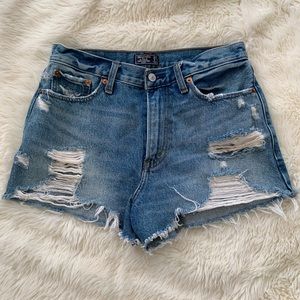 Abercrombie & Fitch High Rise Jean Shorts Ripped